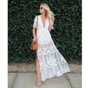 NWOT white lace overlay romper